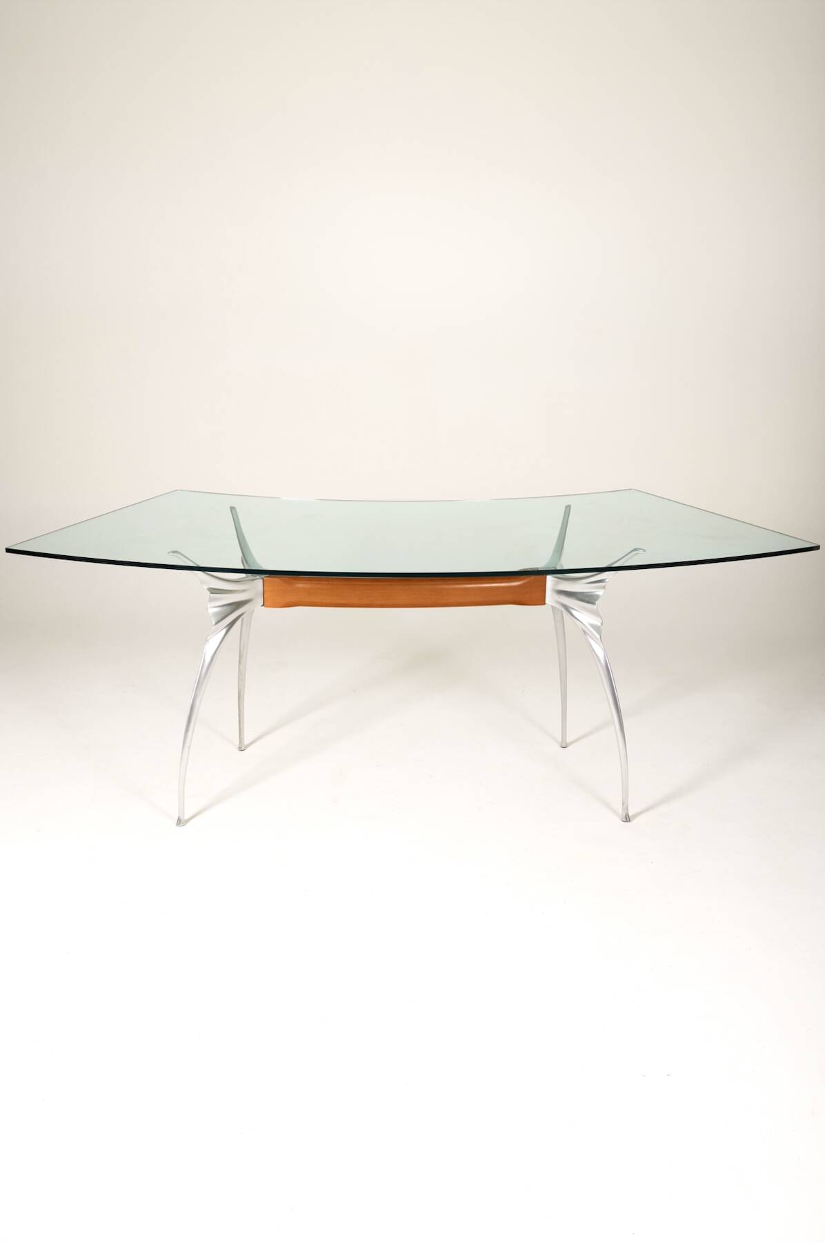 Bernard Dequet glass and aluminium desk for Protis, 1980s