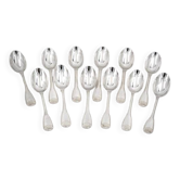 Ercuis Coquille 12 dessert spoons, silver-plated, 16.5 cm, excellent condition.