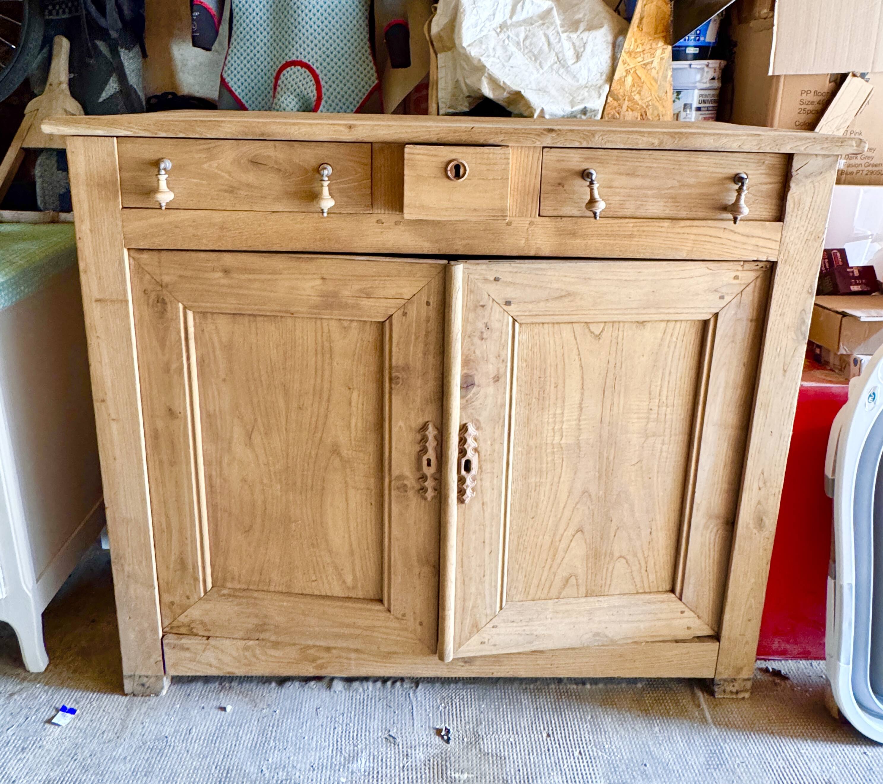 rustic wooden farm buffet sandblasted