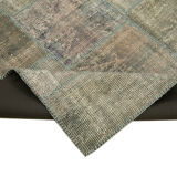 Handwoven turkish contemporary 176 cm x 245 cm grey patchwork carpet