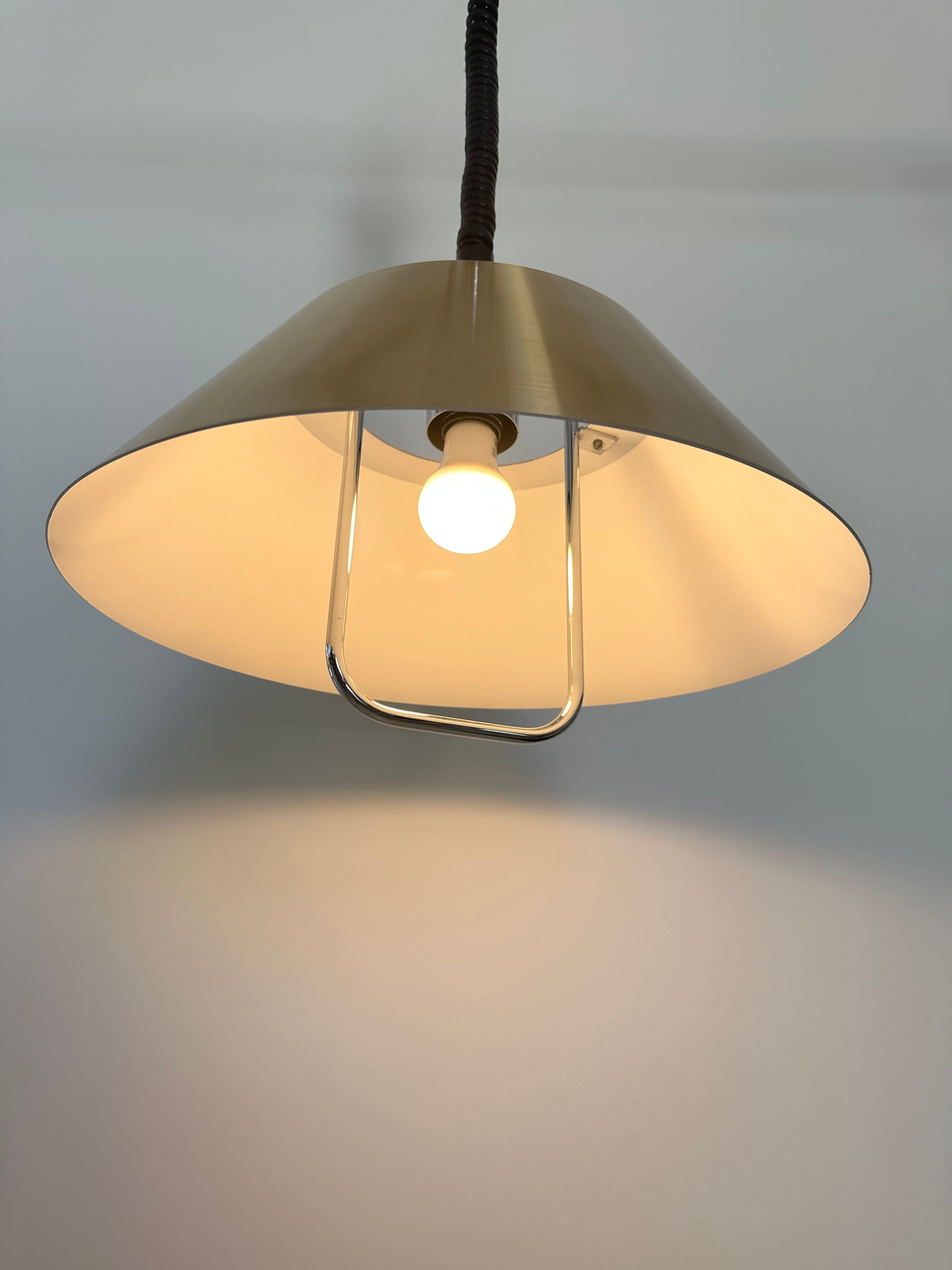 Chandelier pendant lamp rises and falls, design Jo Hammerborg for Fog and Mørup, Denmark circa 1960