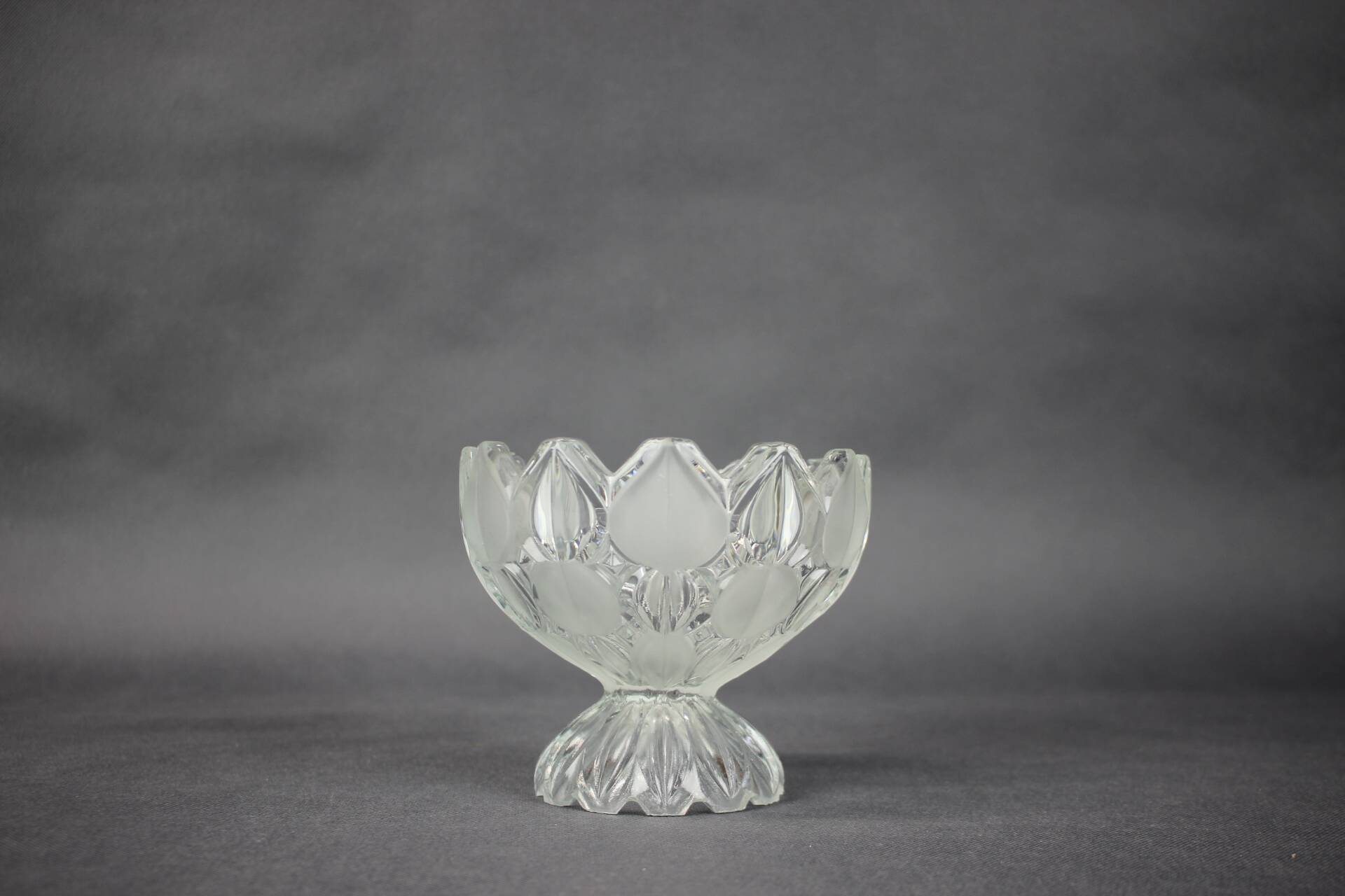 Large Tulip Collection Pressed Glass Bowl, Czechoslovakia, 1957s