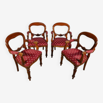 Suite de quatre fauteuils, style Louis-Philippe - années 1980