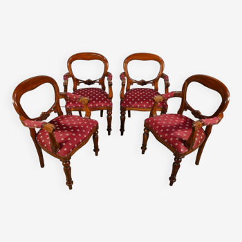 Suite of four armchairs, Louis-Philippe style - 1980s