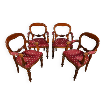 Suite of four armchairs, Louis-Philippe style - 1980s