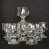 10 vintage stemmed glasses in molded glass