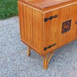 Vintage dining room attributed to Audoux and Minet in bamboo and rattan