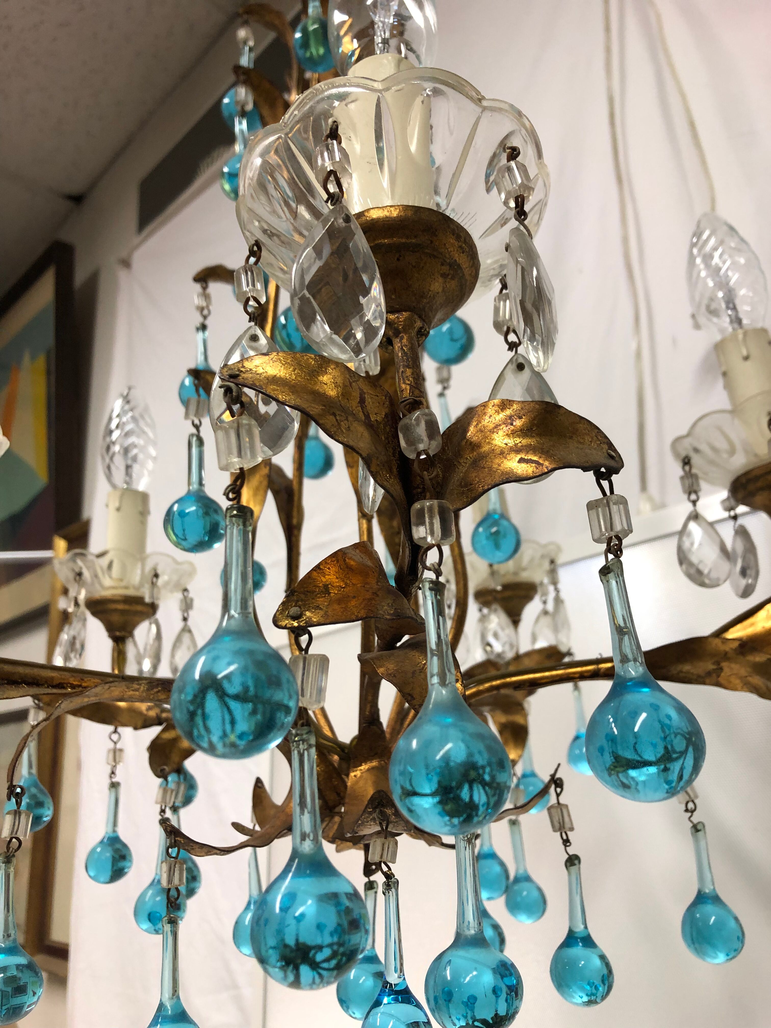 Chandelier with pearl grapevines