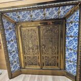 Monumental fireplace front in brass and earthenware - 1960s