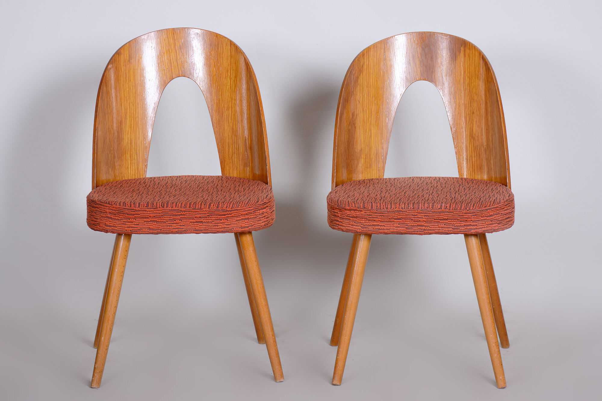 Pair of Mid Century chairs made in 1950s Czechia, designed by Antonín Šuman