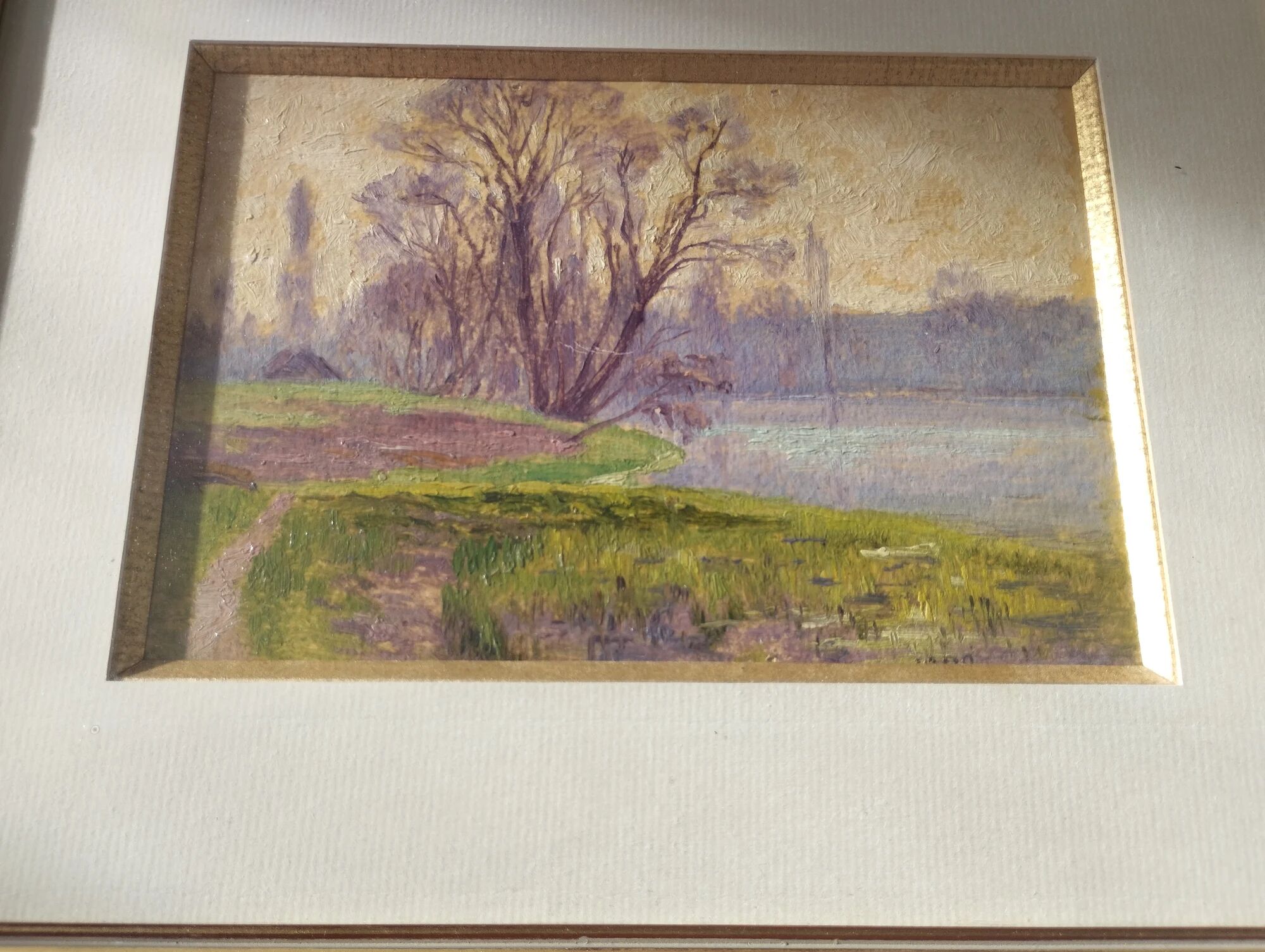 Henri Rosier, Ponds of Ville d'Avray. Oil on framed paper.