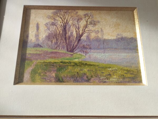 Henri Rosier, Étangs de Ville d'Avray. Huile sur papier encadrée.