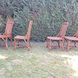 4 Perret and Vibert bamboo and rattan chairs
