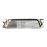 Very large vintage silver-plated tray with golden handles L47 W36.5 H5