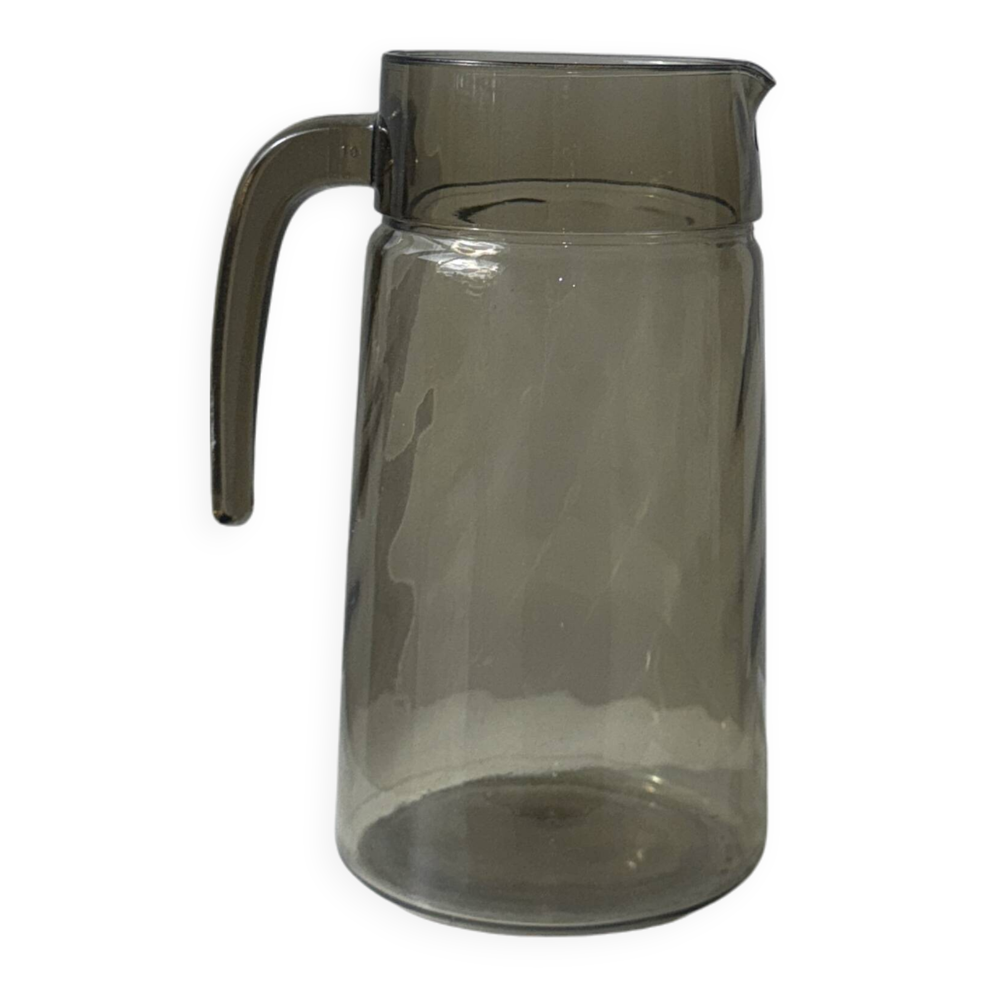 Carafe en verre fumée vintage striée