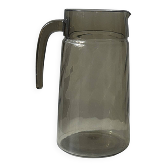 Vintage striated smoked glass carafe