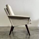 Pair of 1960 armchairs reupholstered in ecru curls