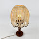 Lampe de table avec base en chêne et abat-jour en macramé, années 1960