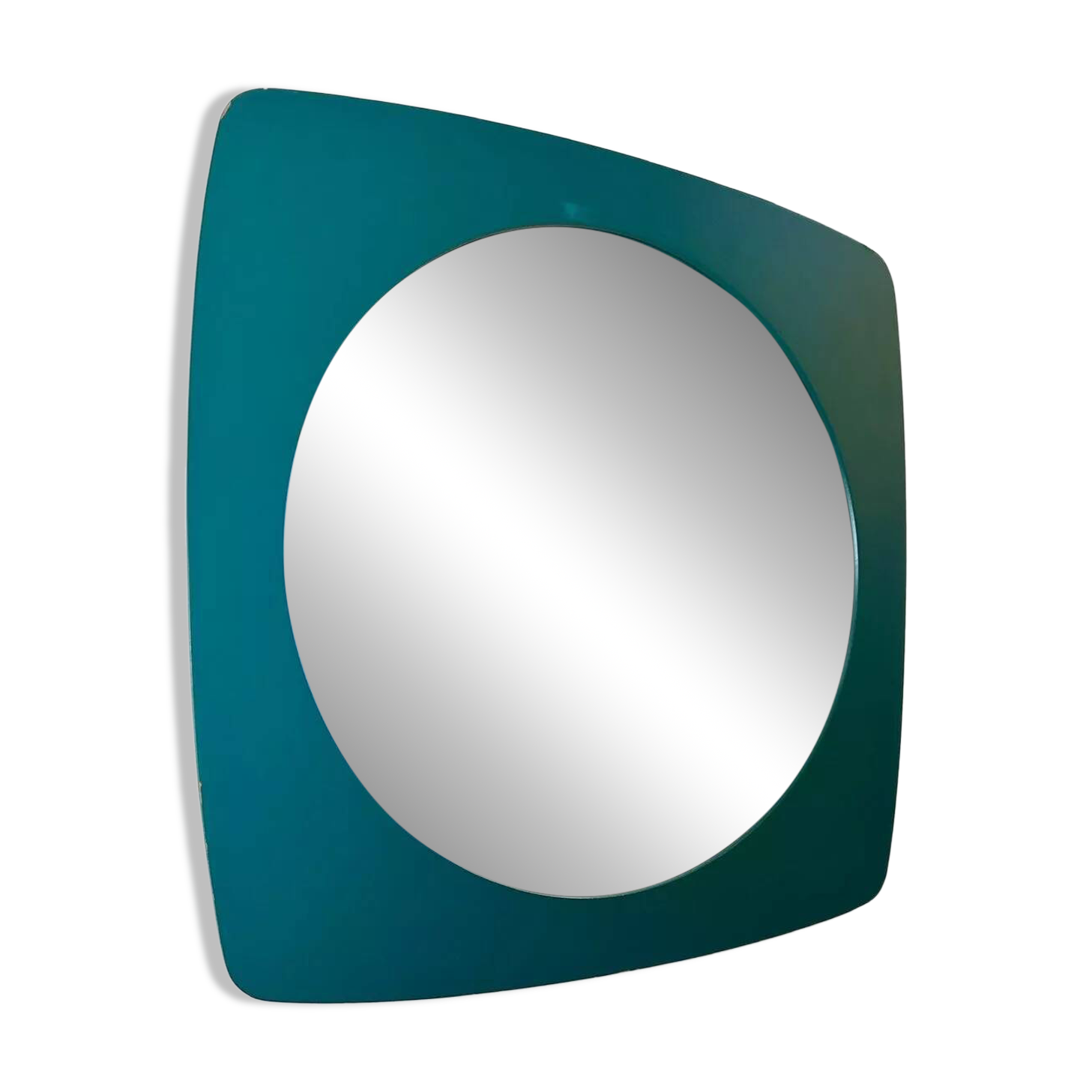 Miroir mural vintage en bois – vert foncé, années 70