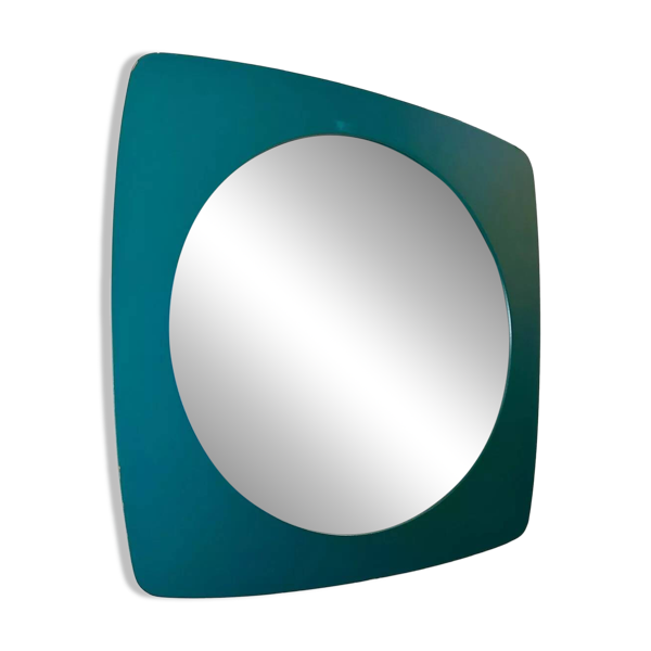 Miroir mural vintage en bois – vert foncé, années 70