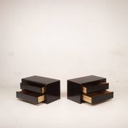 Pair of African rosewood and brass bedside tables for Fratelli Turri