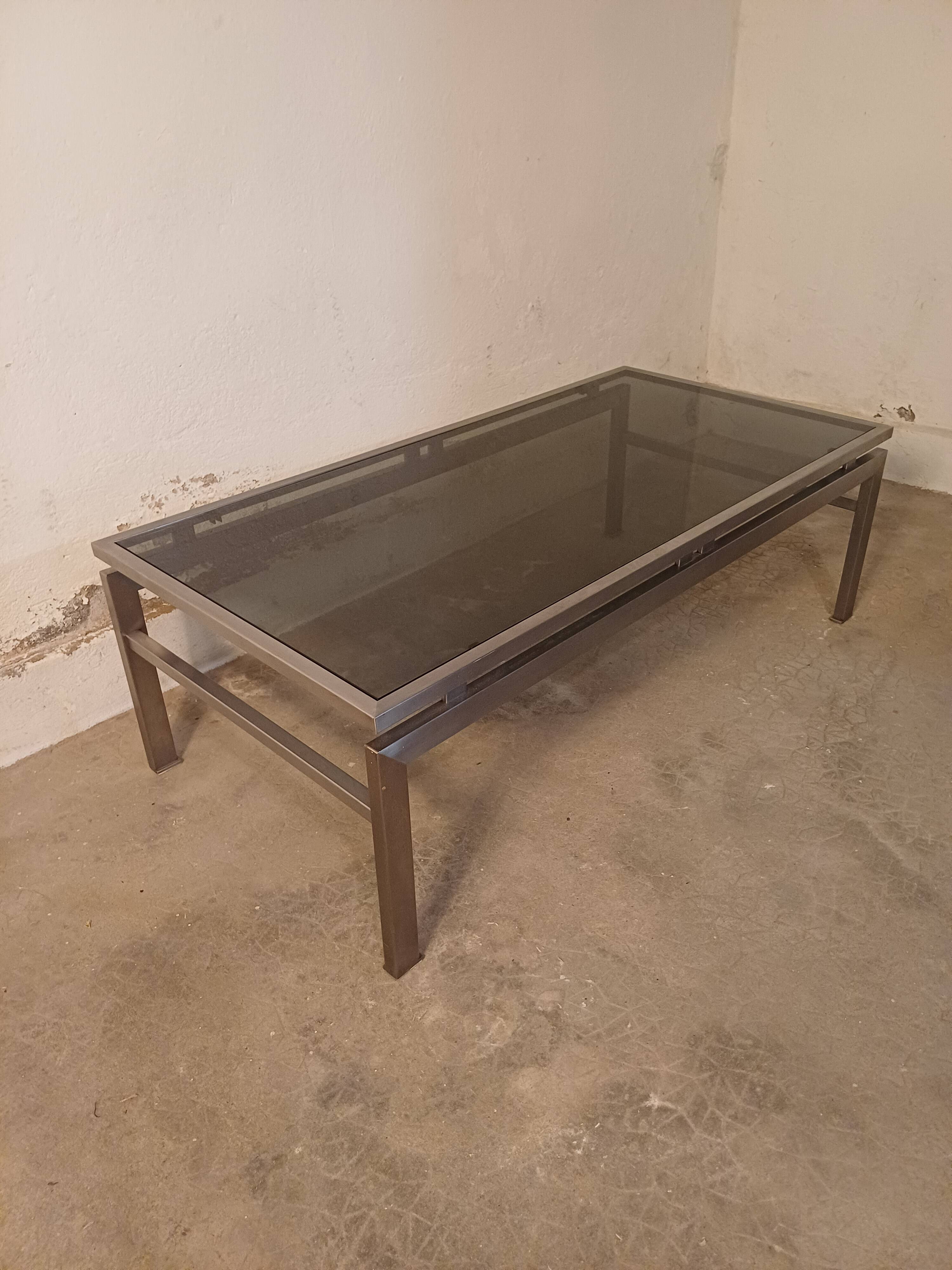 Table basse design vintage verre fumé