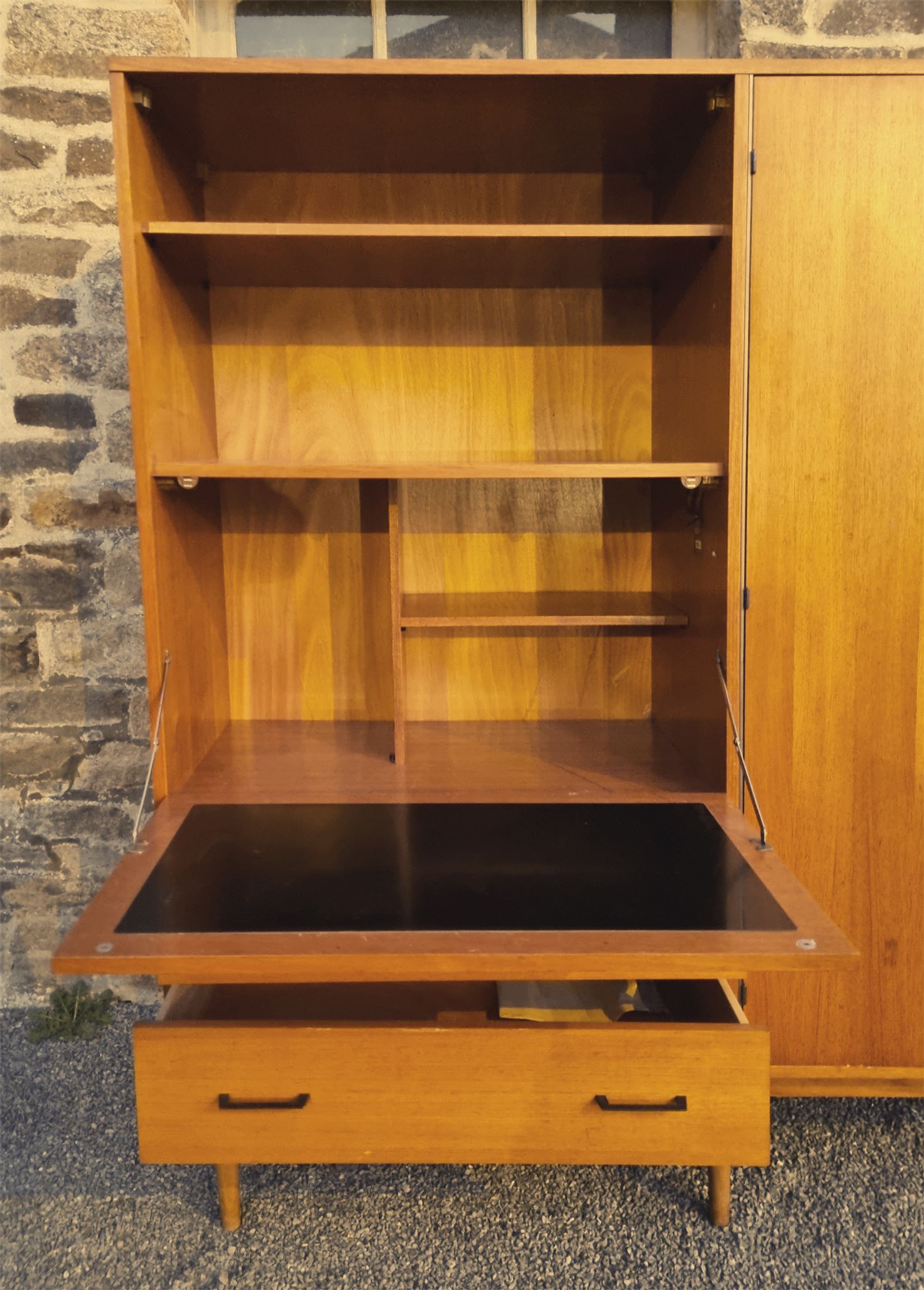 Combined modernist secretary, shelves, closet, wardrobe, vintage, 60s