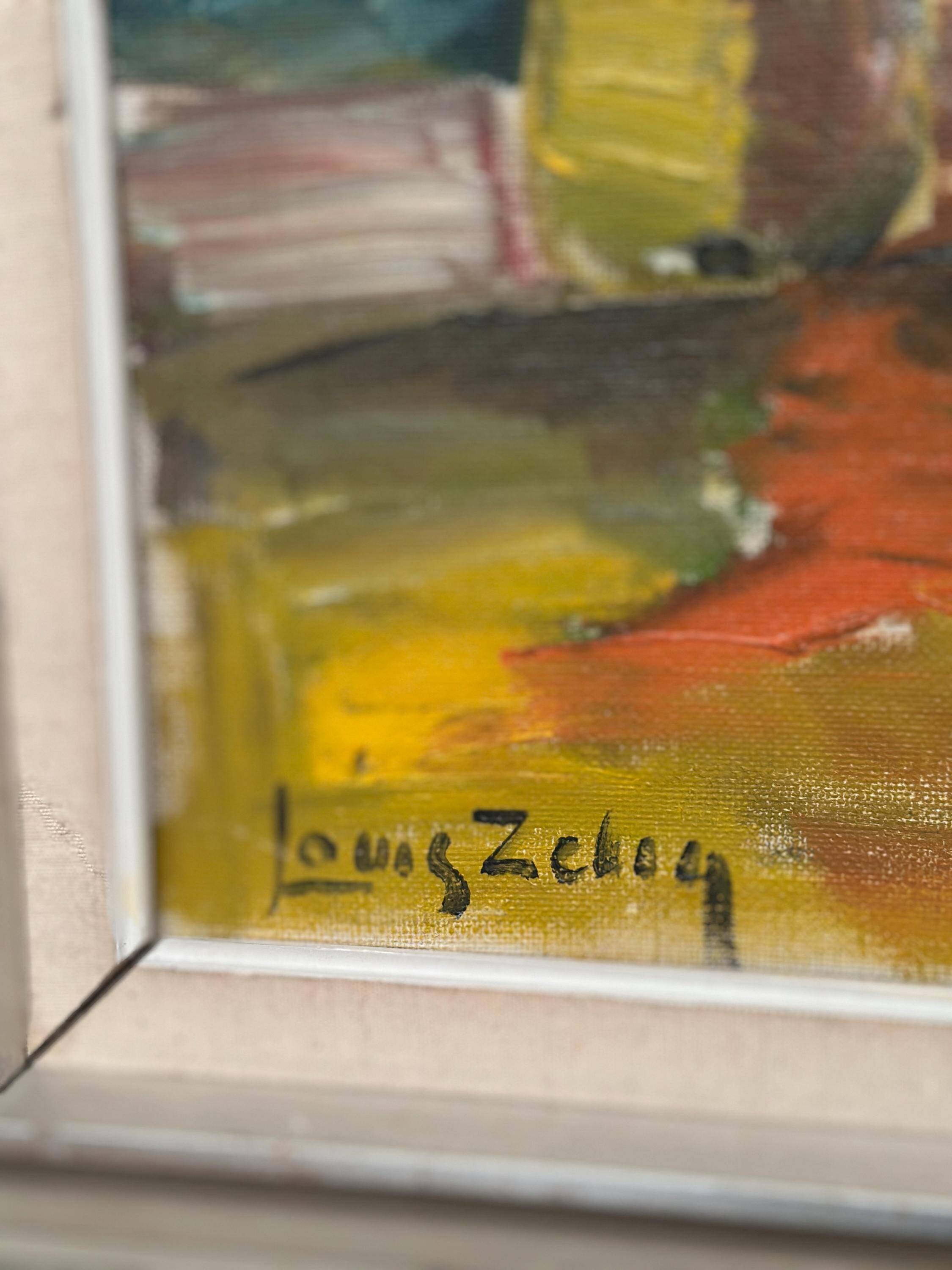 Original Mid Century Oil On Canvas – “Fruit” By Louis Zelig – Vintage & Framed 72 × 55 Cm