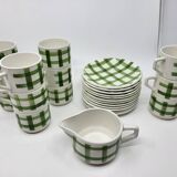Moulin des Loups Orchies coffee set with French green tablecloth (25p)