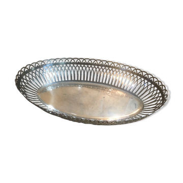 Openwork silver metal bread basket
