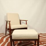 Scandinavian armchair and foot rest beige buckle design by H.lis