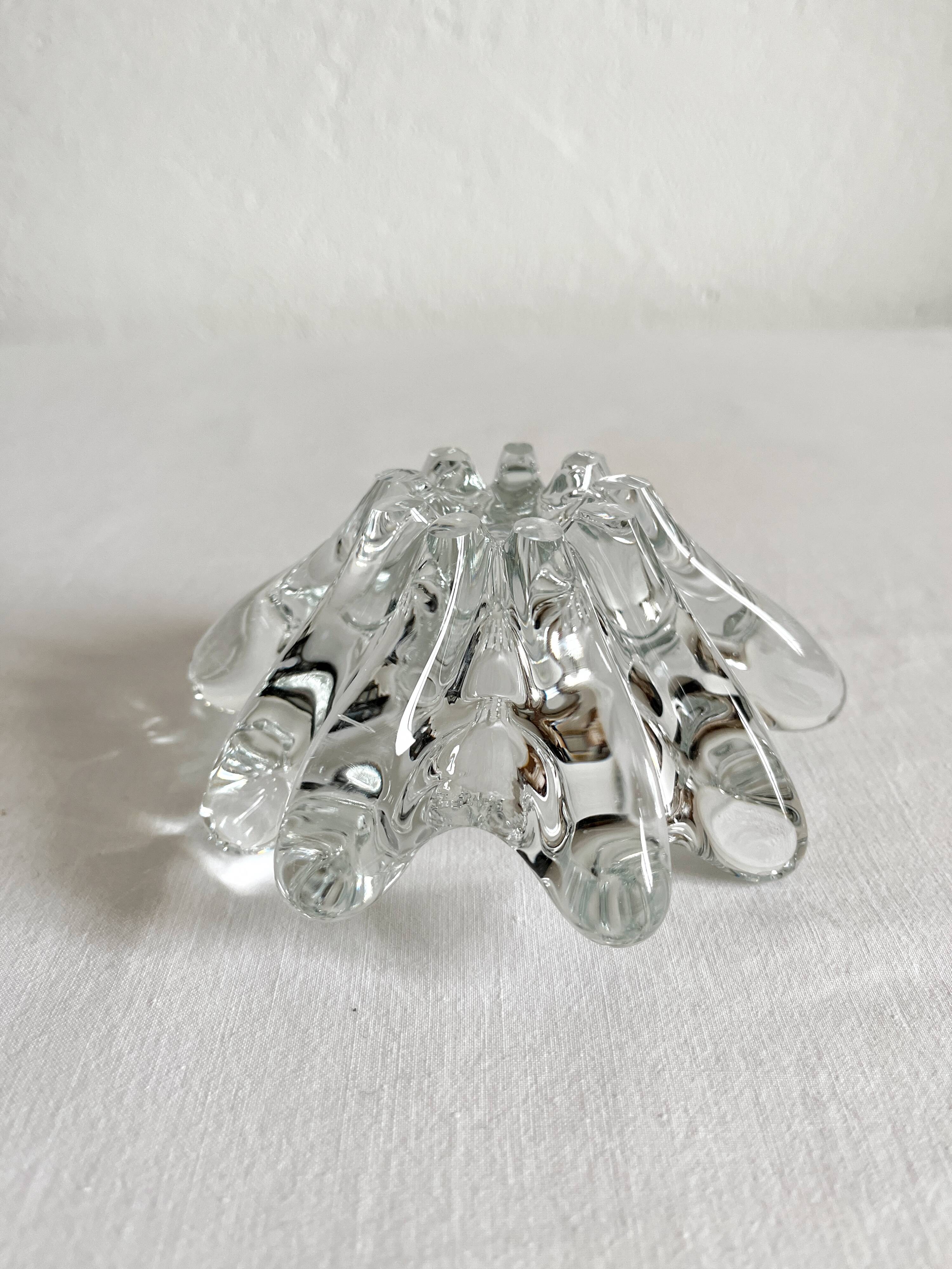 Vintage 70s organic shaped crystal ashtray