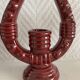 2 fifties red ceramic candle holders, horseshoe pattern