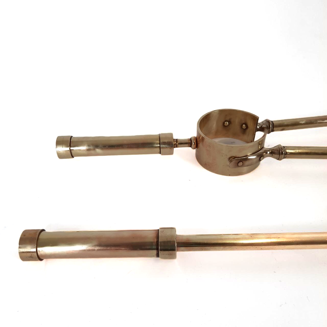 Tool set, brass fireplace accessories, vintage