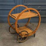 1960 curved wood bar serving trolley table