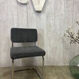 Pair of chrome and velvet chairs