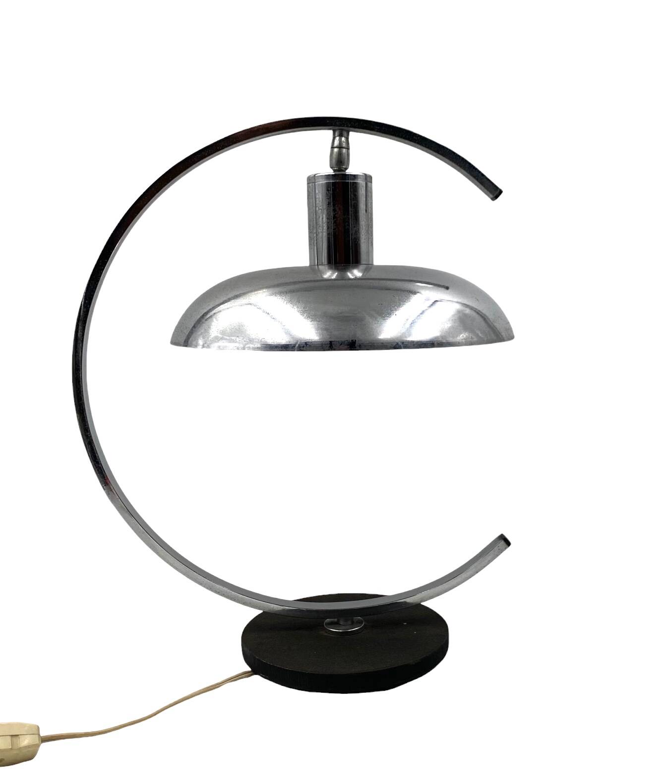 Mid-century modern chromed Table lamp, in the manner of Mariano Fortuny Italy, 1970s