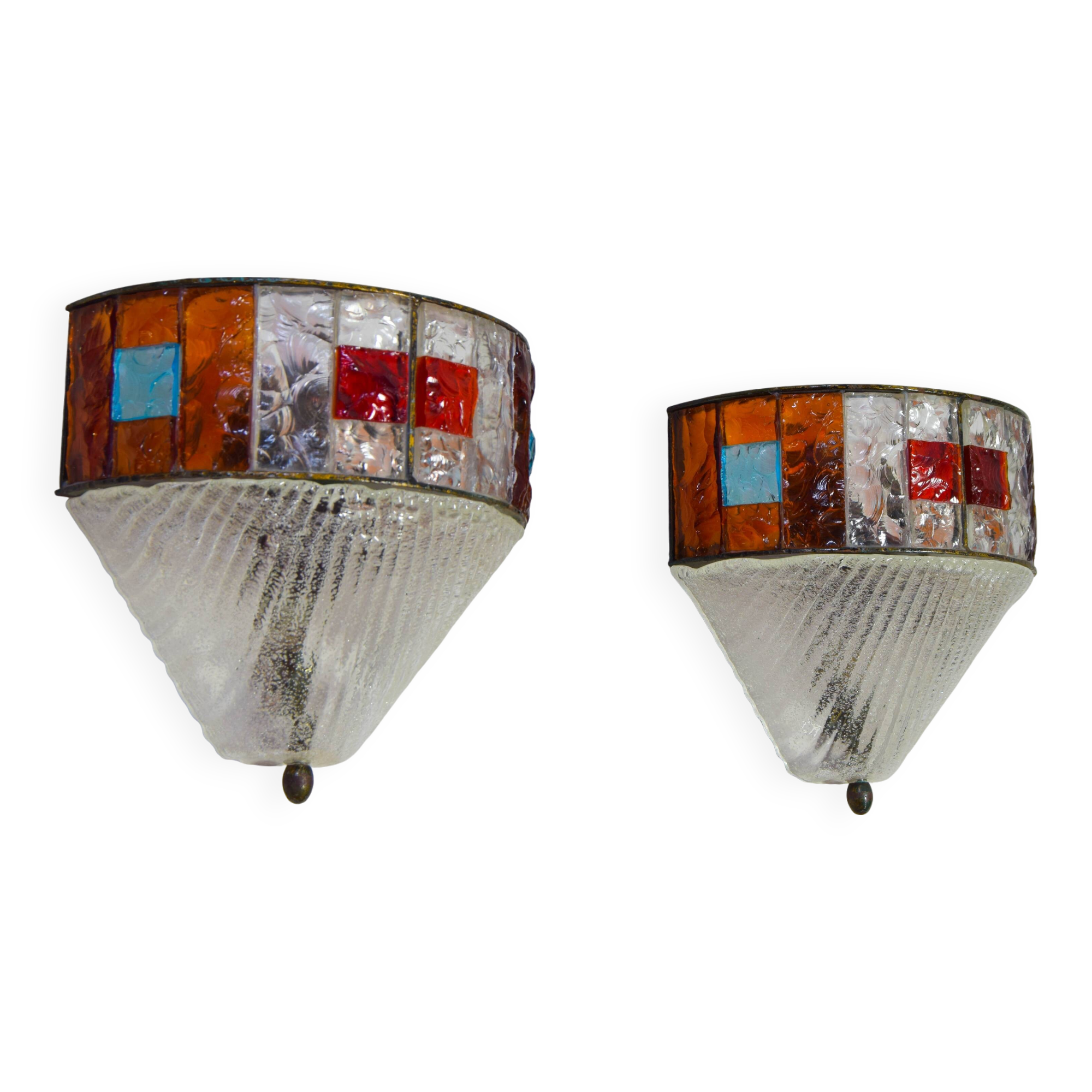 Set of Two Mid-Century Italian Modern Longobard Poliarte Sconces