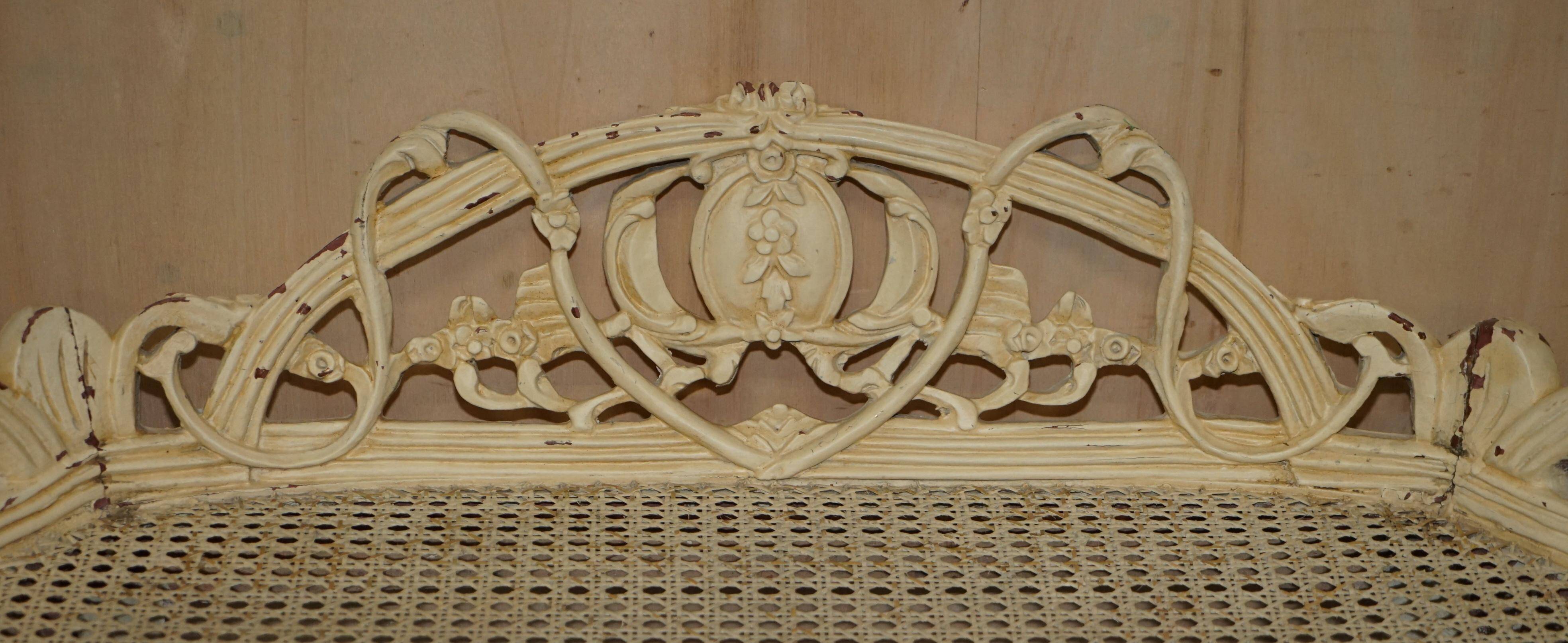 Antique French bergère window bench shabby chic