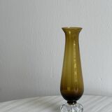 Vase soliflore en verre ambré jaune