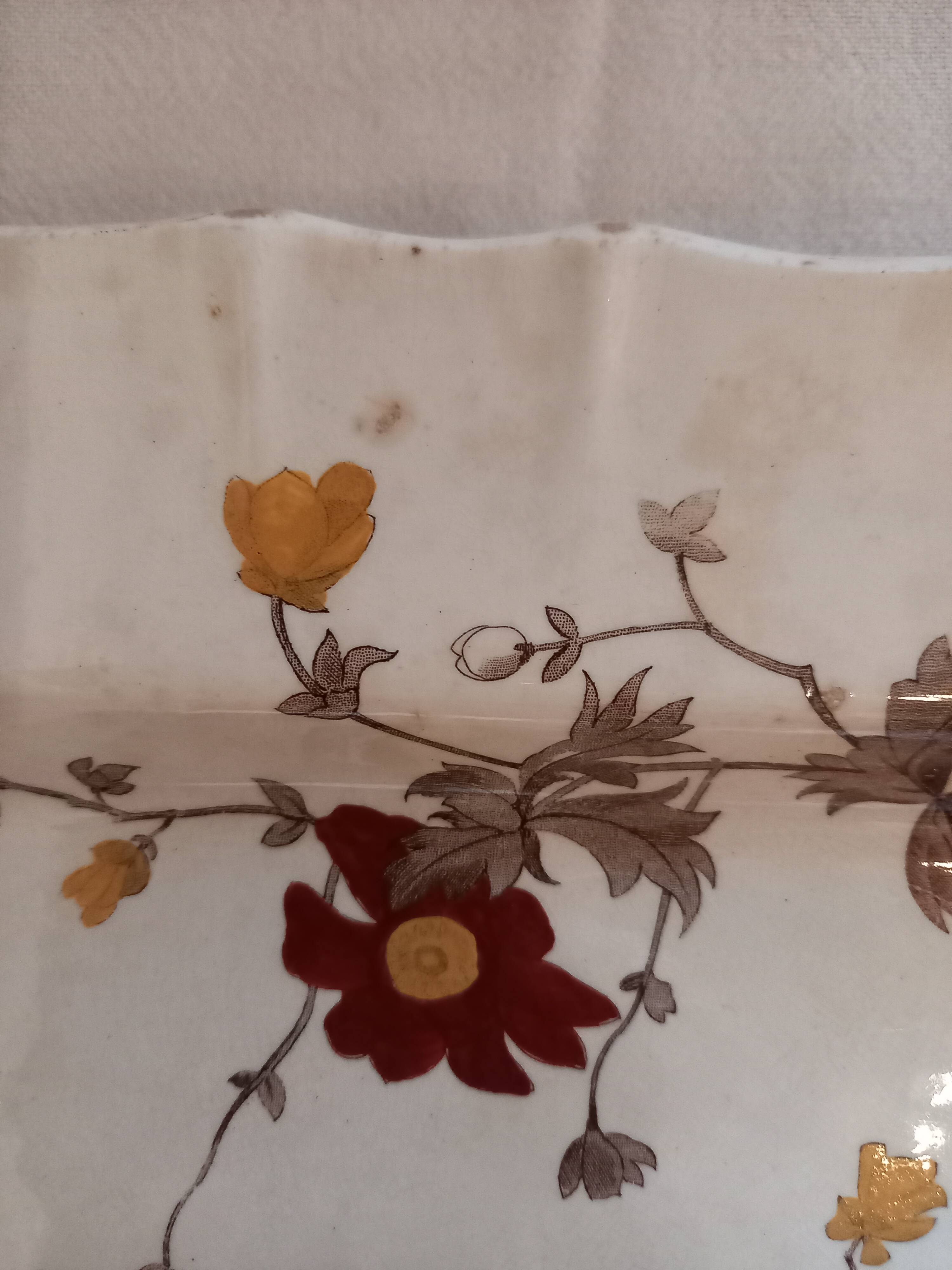 Serving dish, floral decoration, flutes, juice reservoir, English porcelain, Minton