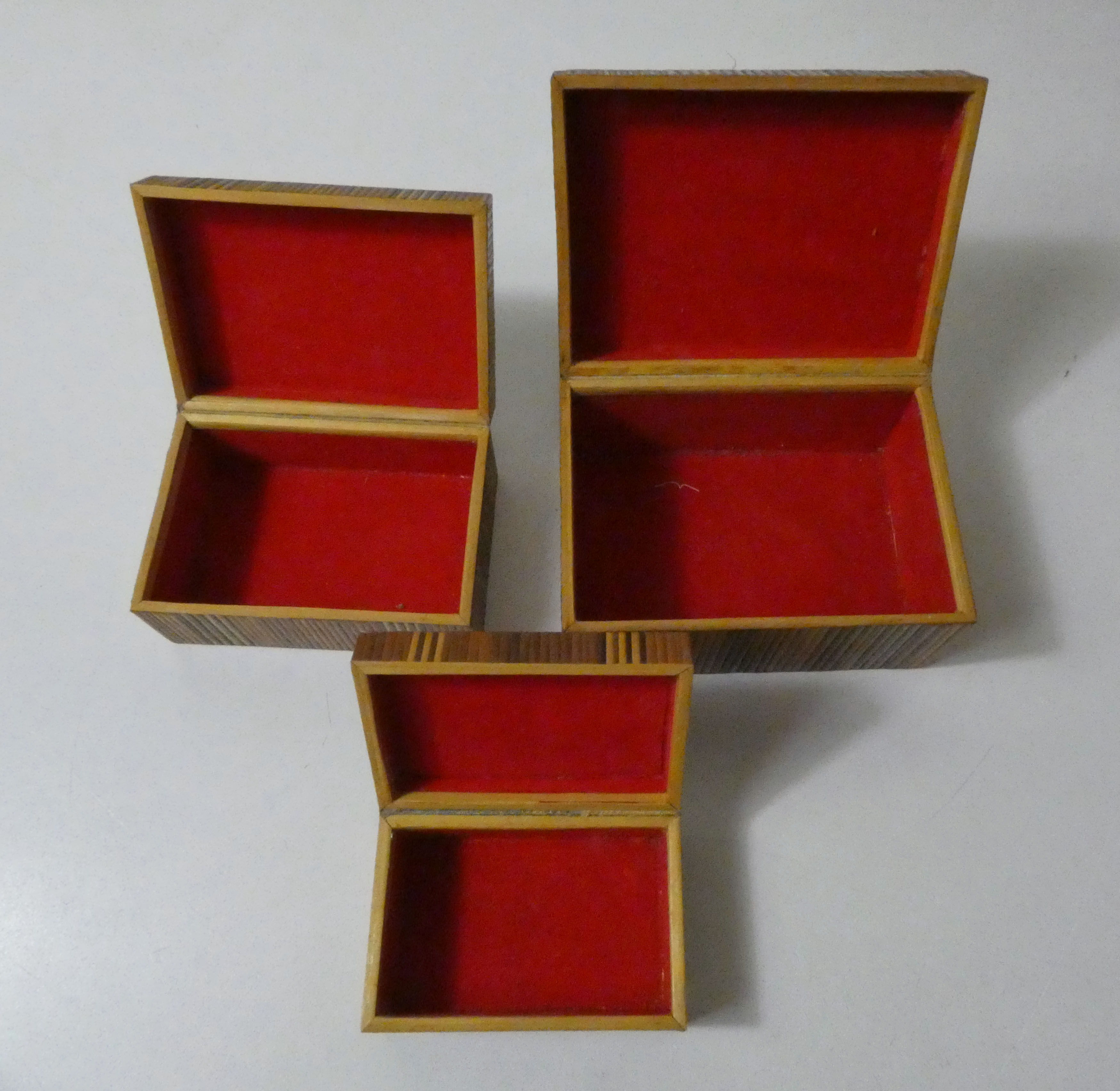 Old trundle boxes in straw marquetry