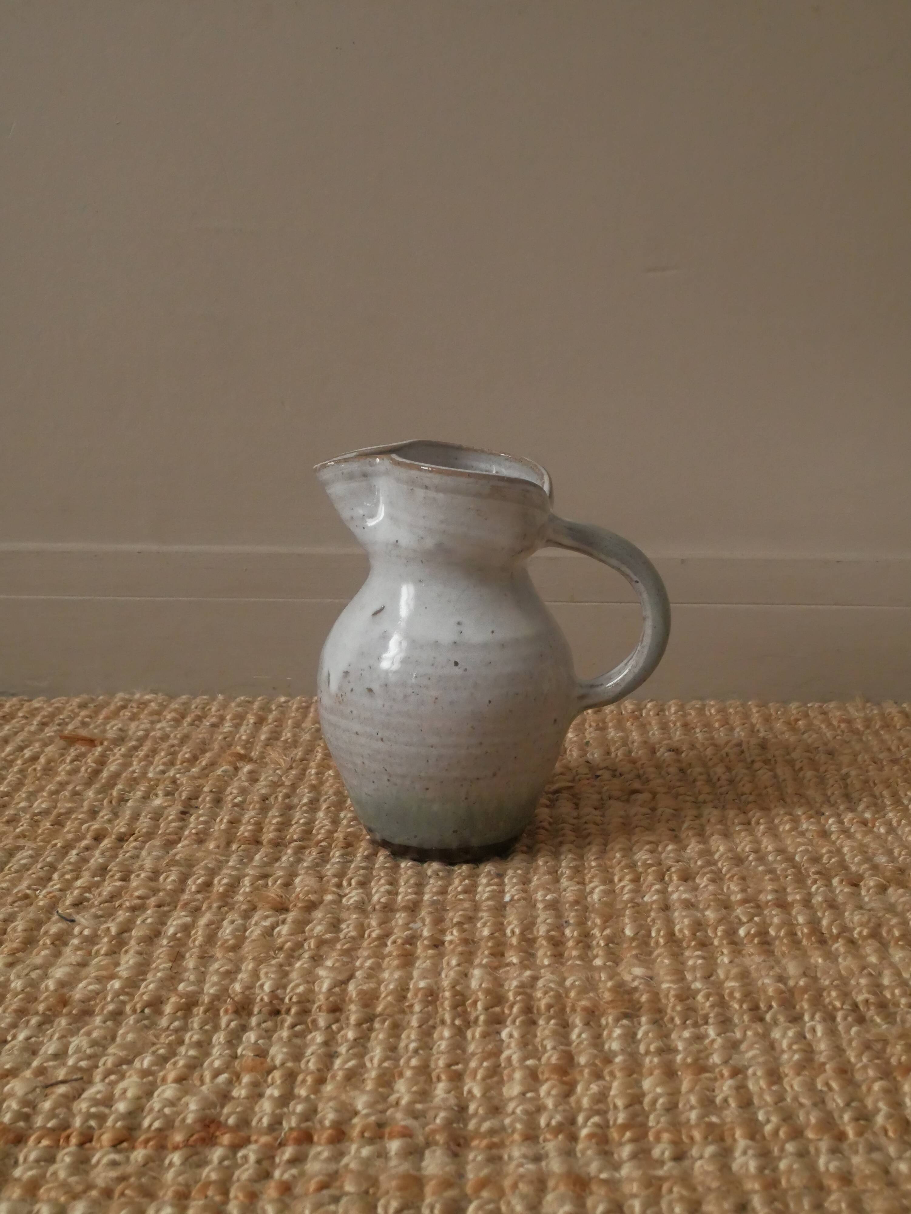Ceramic pitcher handmade pottery vase with handle Scandinavian country decoration handmade