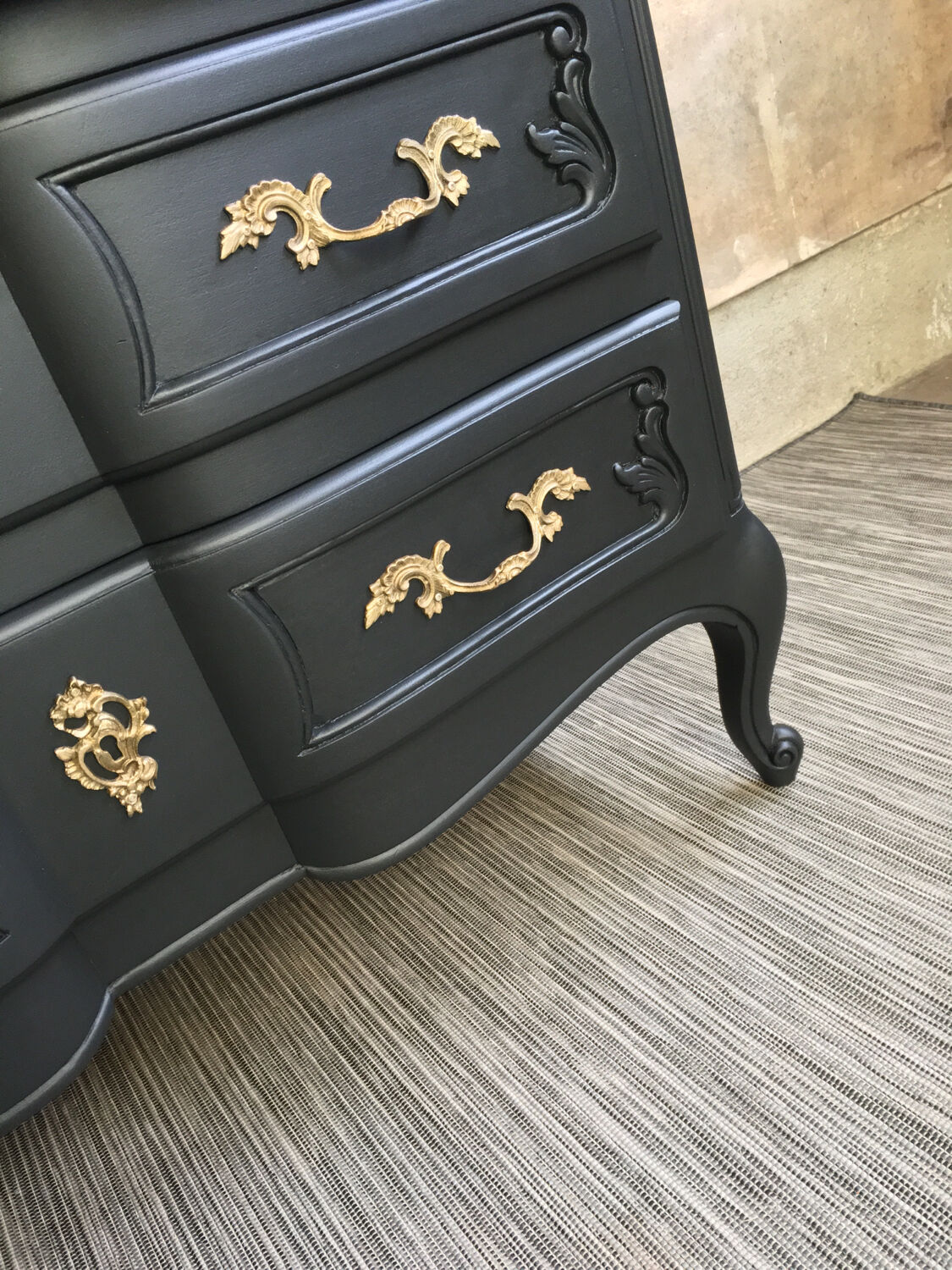 Revamped vintage black chest of drawers