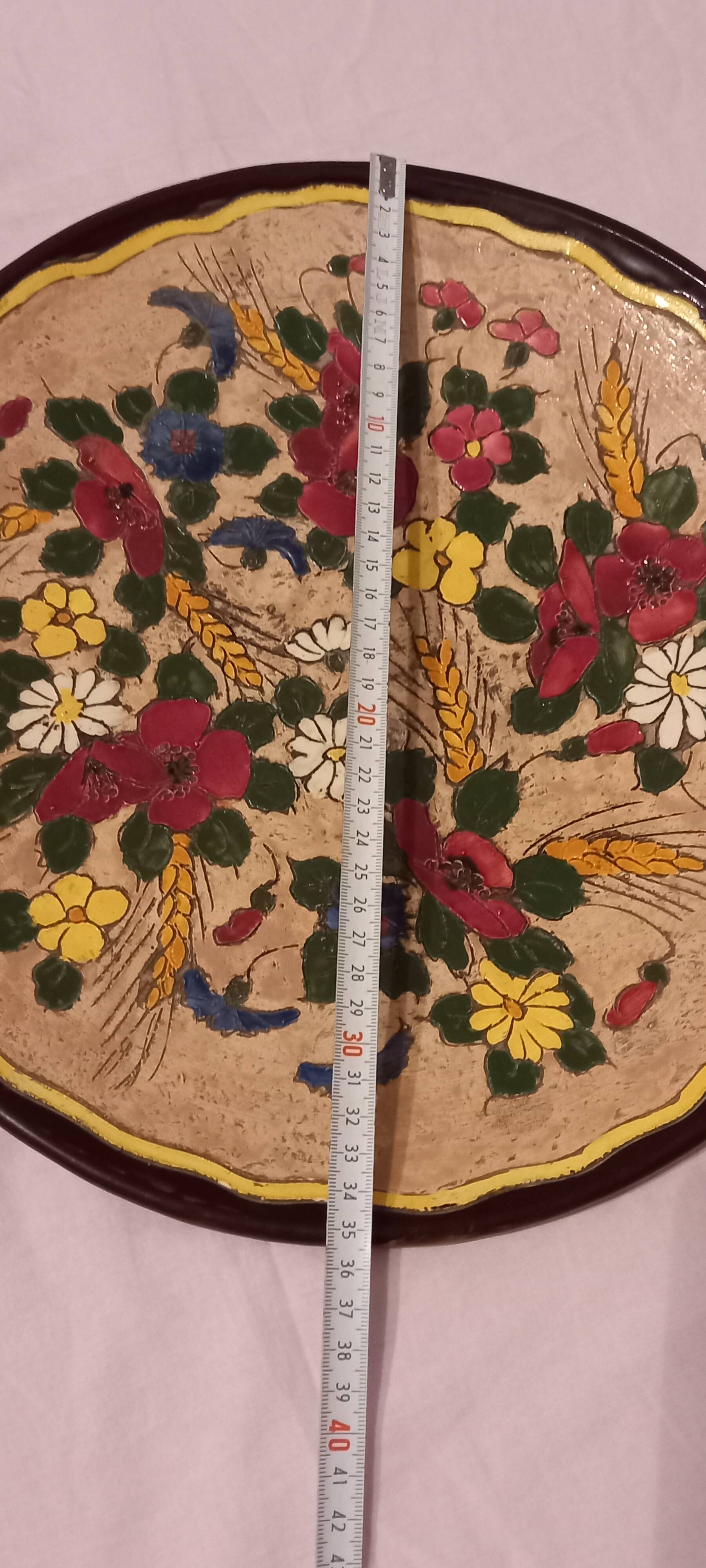 Ceramic plate Jérôme Massier Vallauris 1932-1935 cloisonné flower decoration