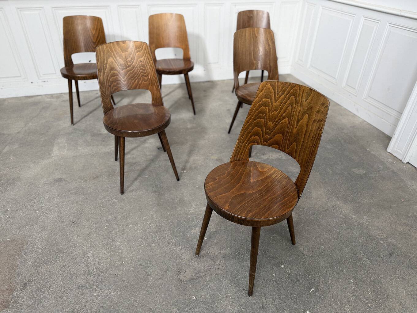 Set of 6 light brown Baumann chairs