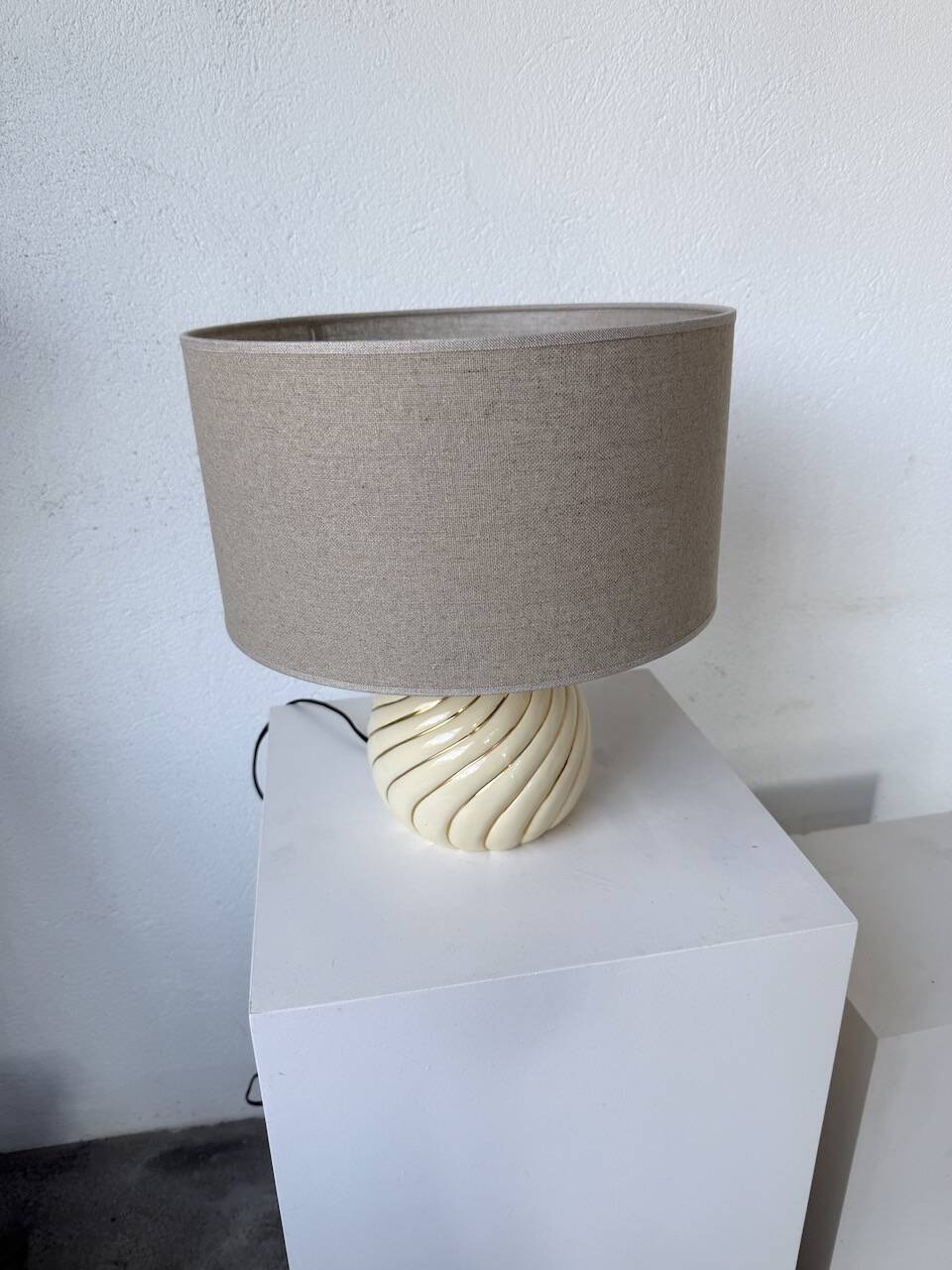 Barbi Ivory and Gold Ceramic Spherical Table Lamp