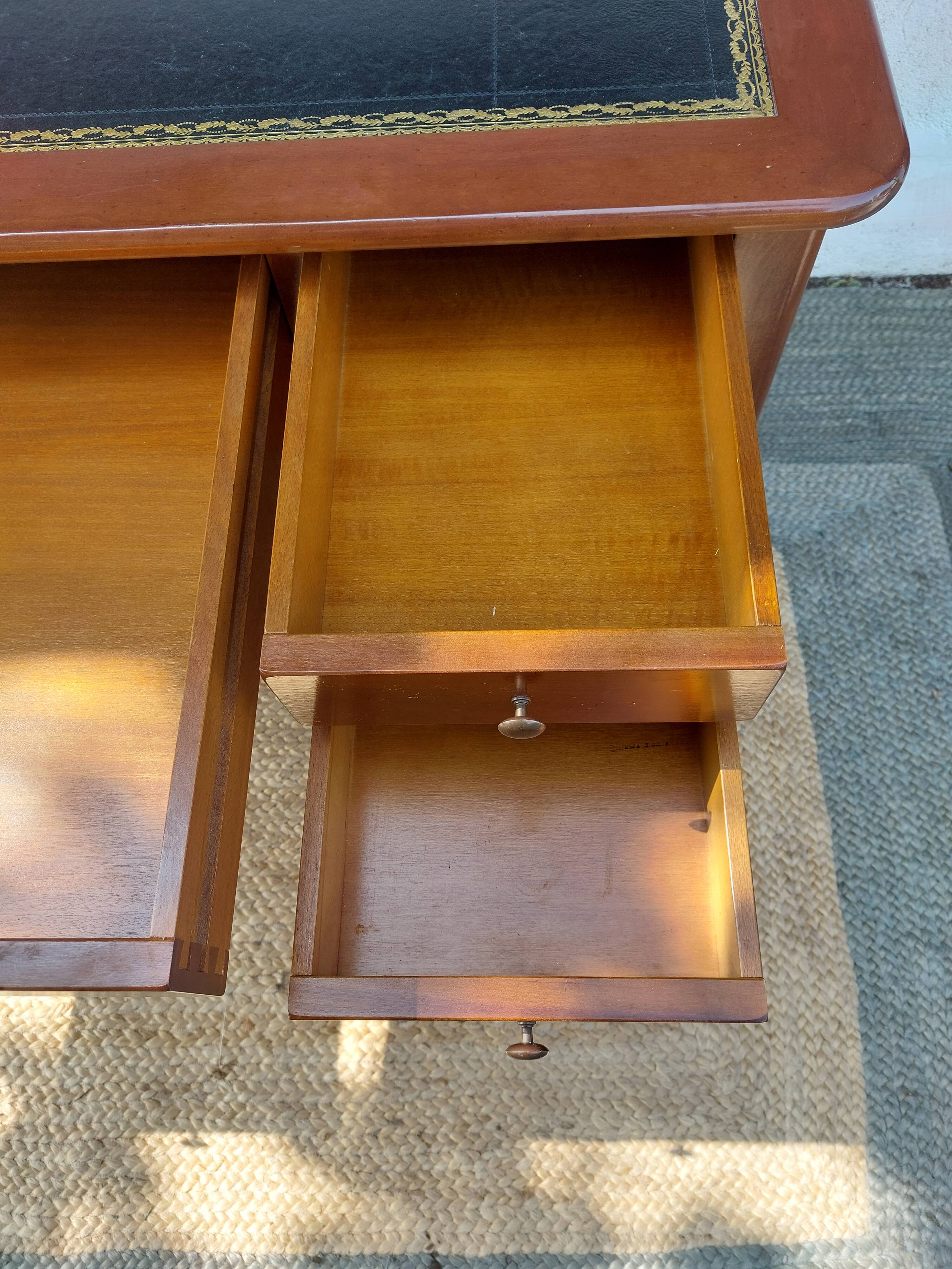 Desk, black leather top