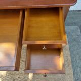 Desk, black leather top