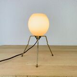 Lamp tripod brass 50s egg globe opaline